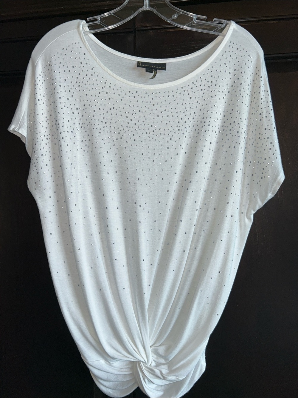 i jeans by Buffalo White top with Silver Stud Embellishments  •  L